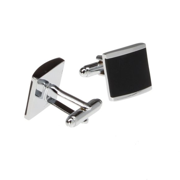 Black Onyx Gemstone and Silver Cufflinks, Unisex Accessories - Picture 2 of 3